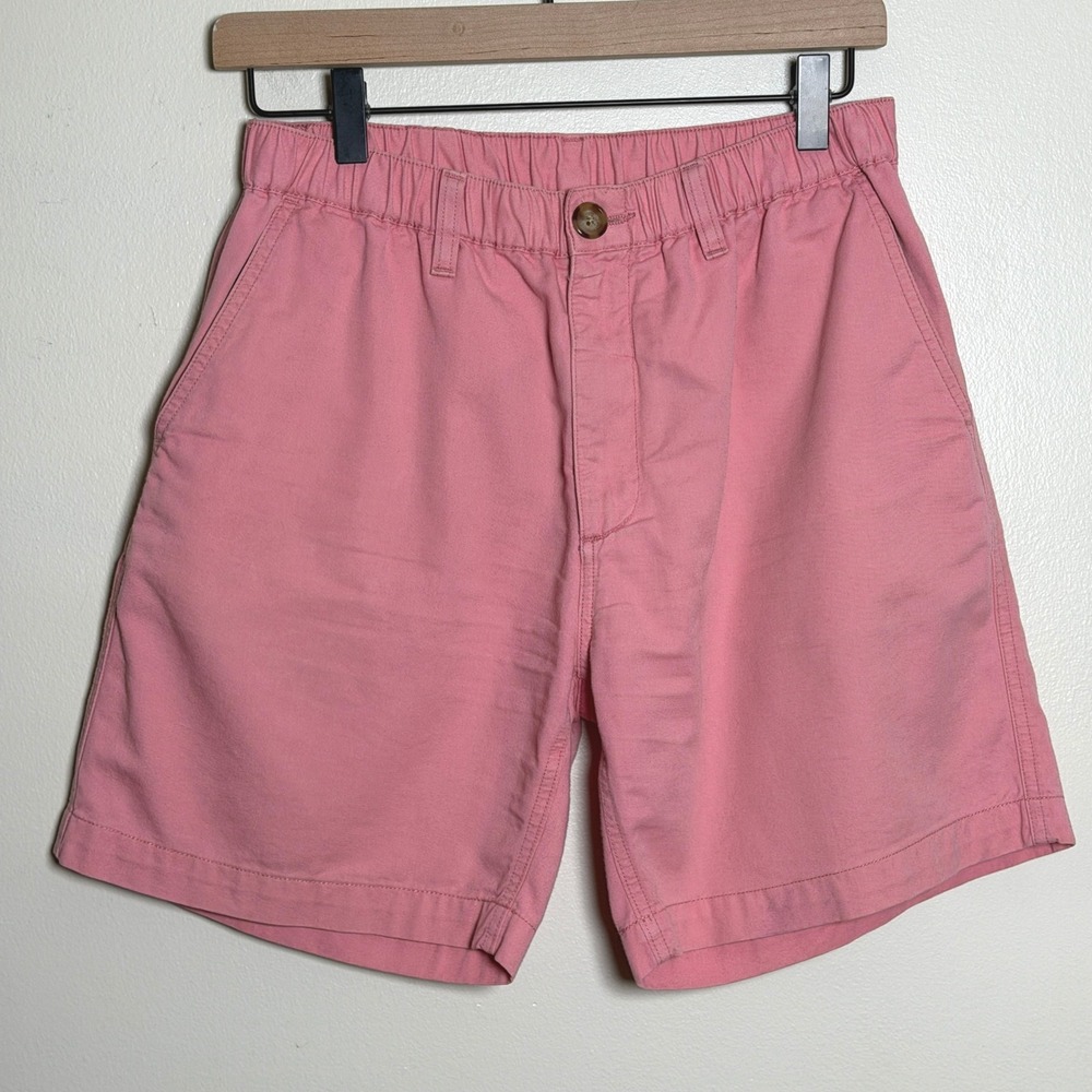 Chubbies Mens 100% Cotton Shorts Medium Pink The Derbys 7" Inseam Elastic Waist